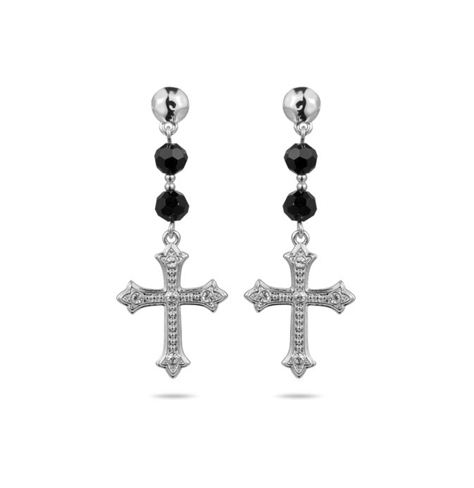 Elegant Cross Dangle Earrings – Gold-Plated Luxury for Evening Looks
