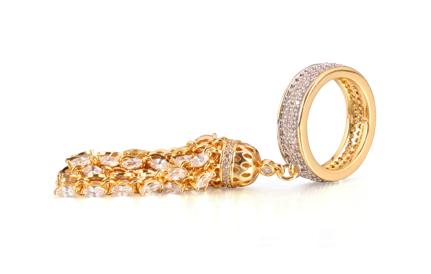 Chandelier Tassel Ring – White or Gold Plated Sparkling Crystal