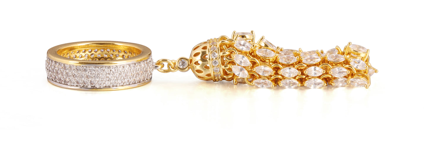 Chandelier Tassel Ring – White or Gold Plated Sparkling Crystal