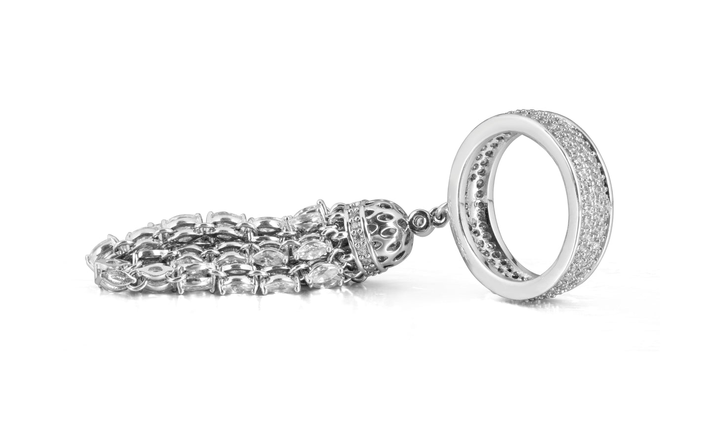 Chandelier Tassel Ring – White or Gold Plated Sparkling Crystal