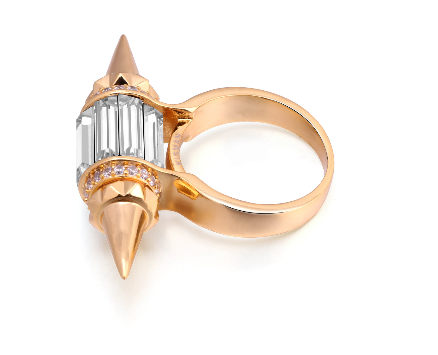 Double Spike Ring with Swarovski Crystals – Bold Punk Elegance