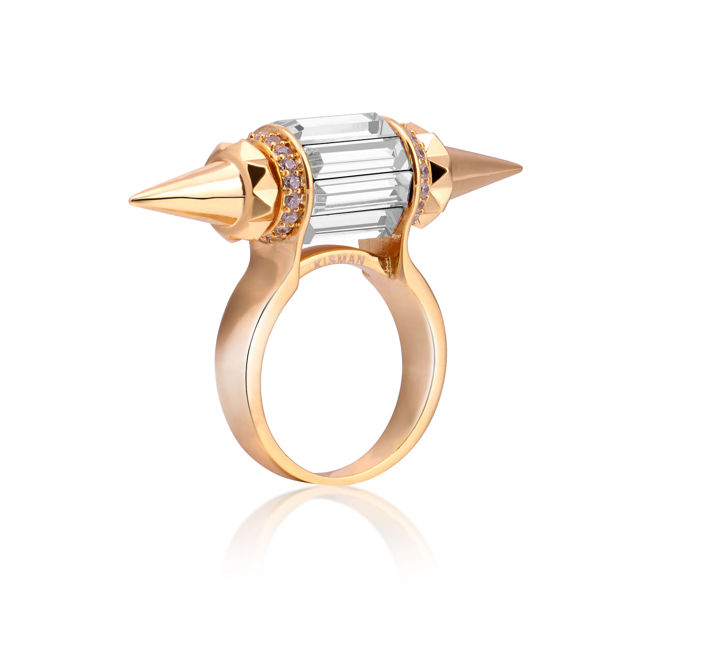 Double Spike Ring with Swarovski Crystals – Bold Punk Elegance