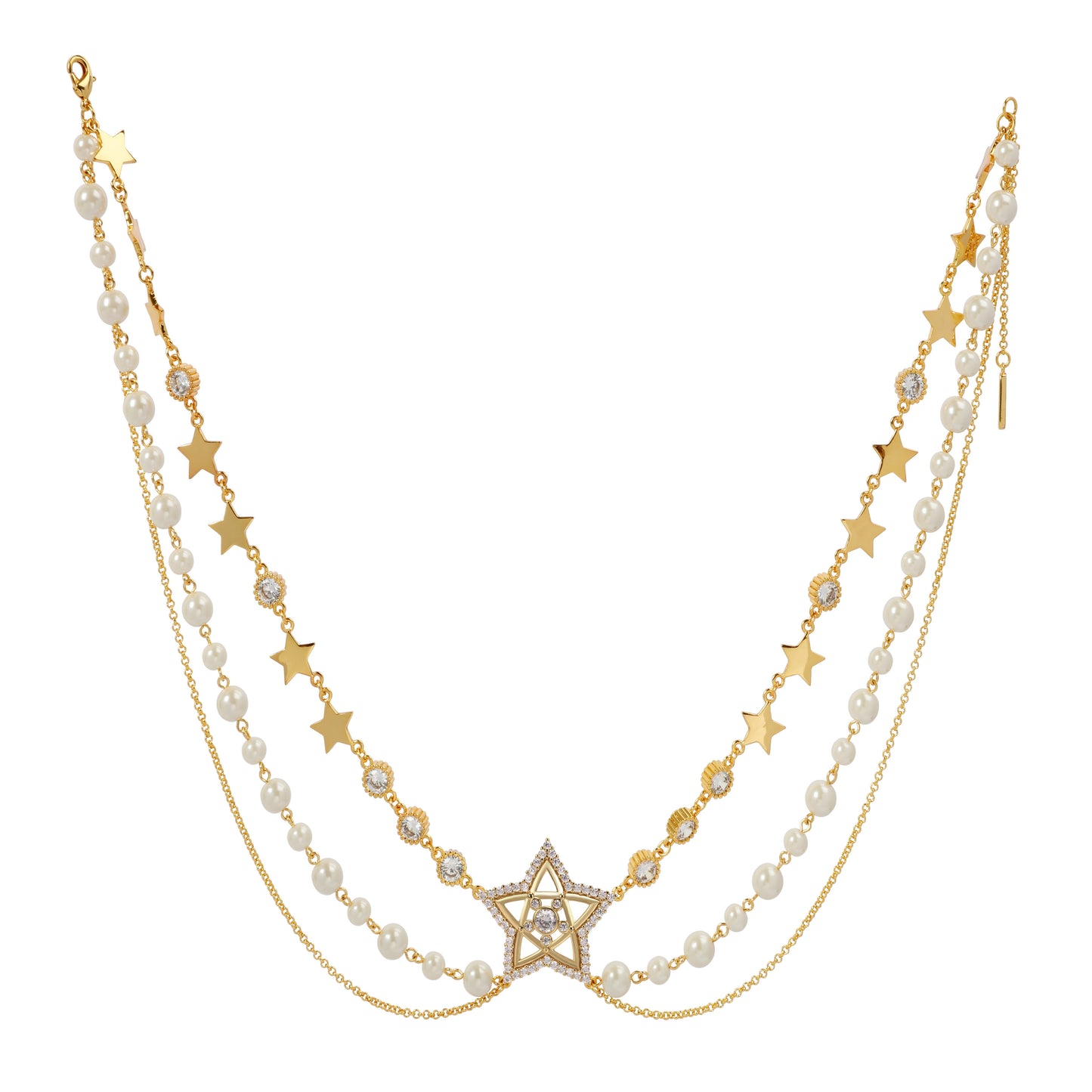 Starry Skies Pearl Necklace –Handcrafted Glamour with Crystals