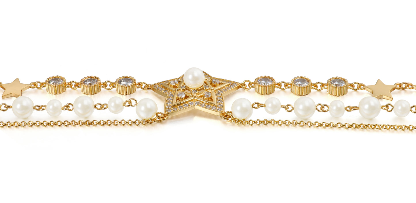 Starry Skies Pearl Necklace –Handcrafted Glamour with Crystals