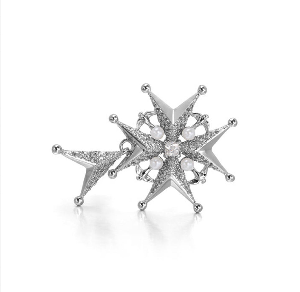 Swallow Earrings – White Gold Plated with Zircon & Shell Pearl