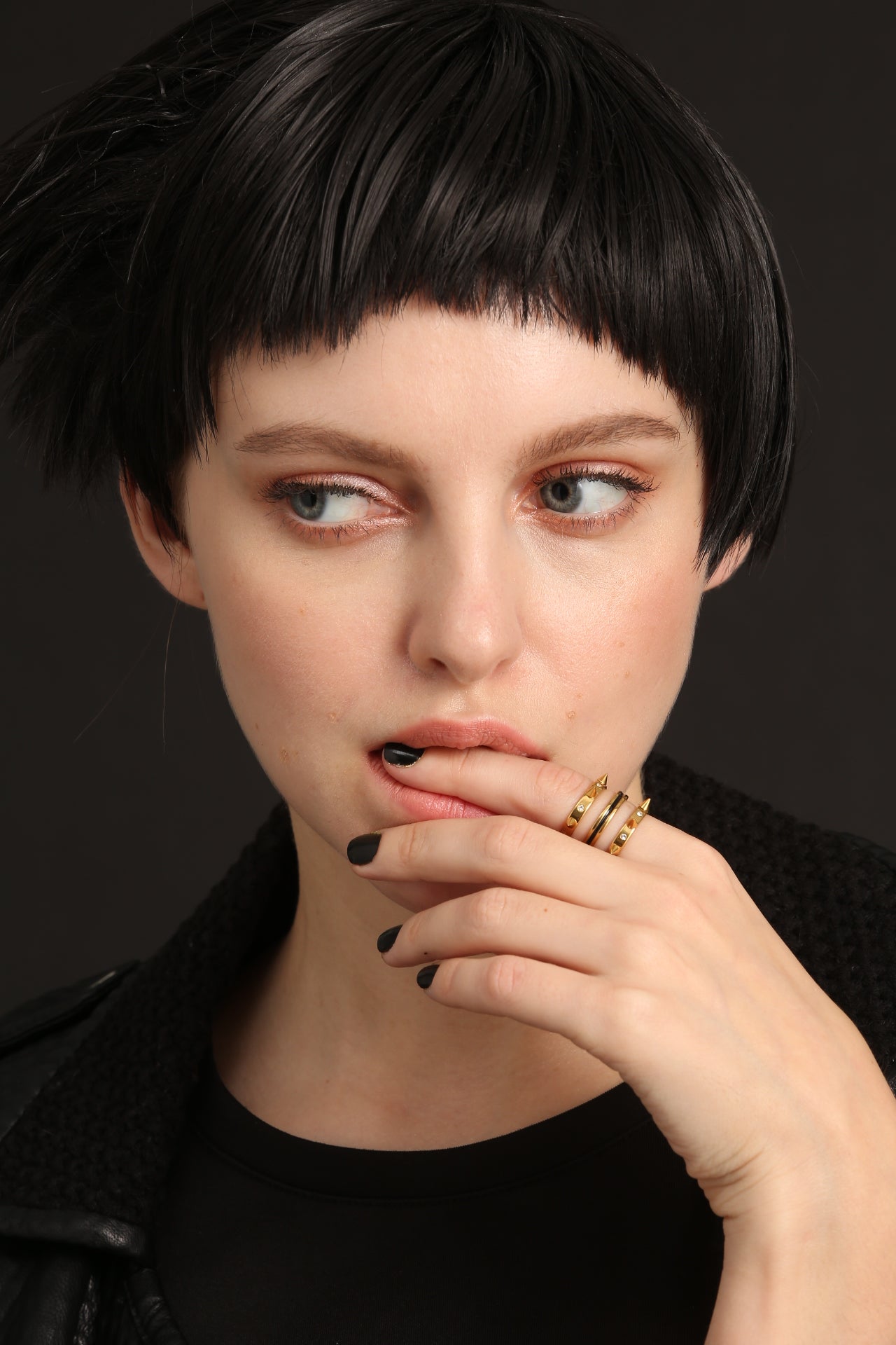 Designer-Inspired Spiked Ring – 24K Gold Finish with Gem Details