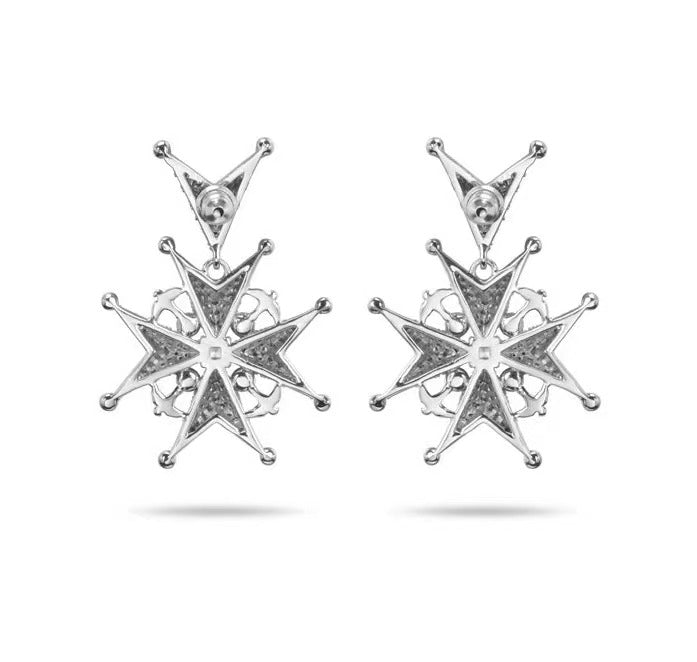 Swallow Earrings – White Gold Plated with Zircon & Shell Pearl