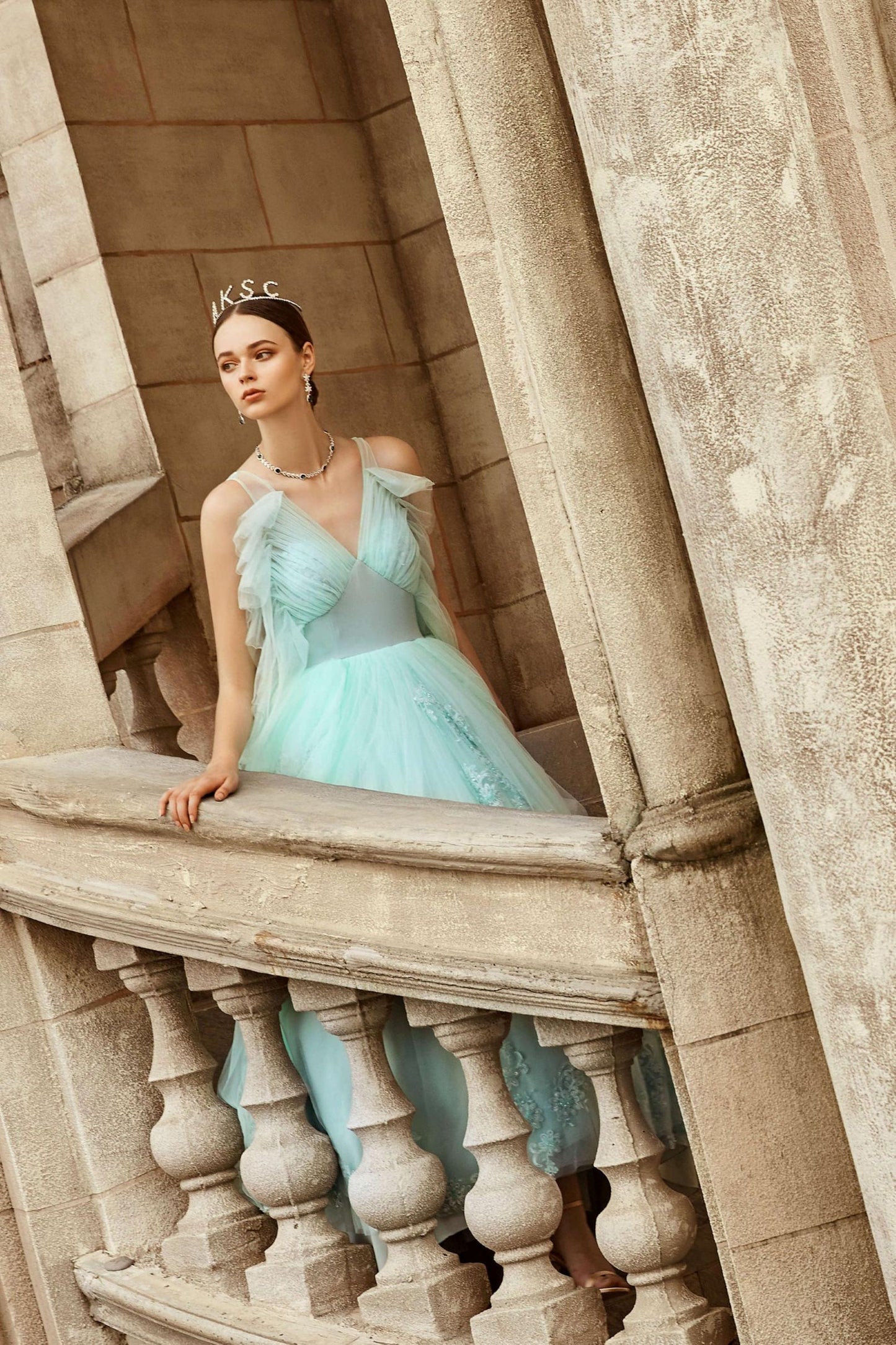 AKSC Green Tulle Ball Gown