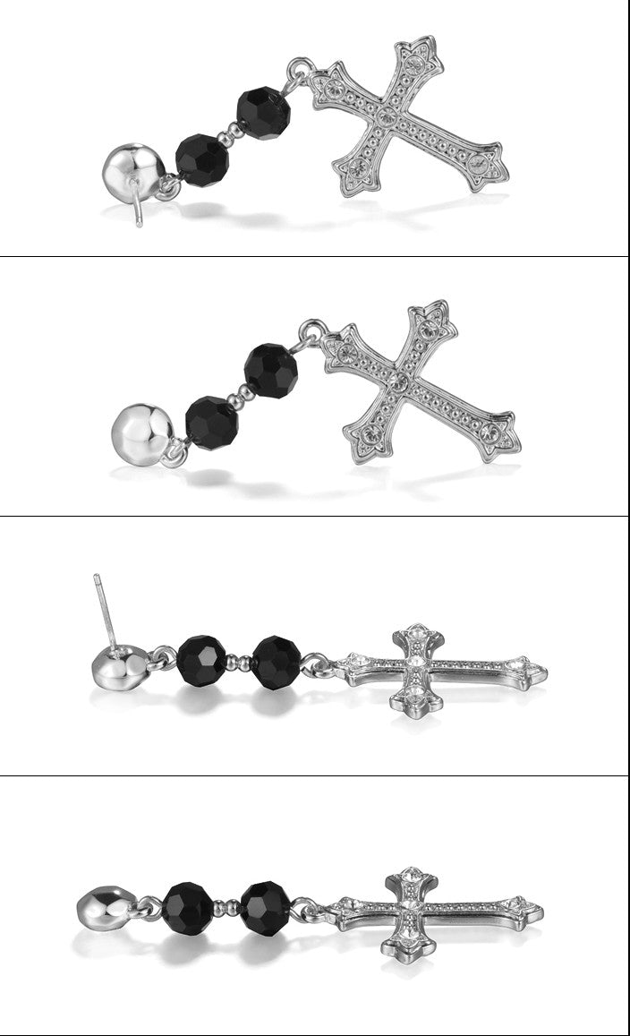 Elegant Cross Dangle Earrings – Gold-Plated Luxury for Evening Looks