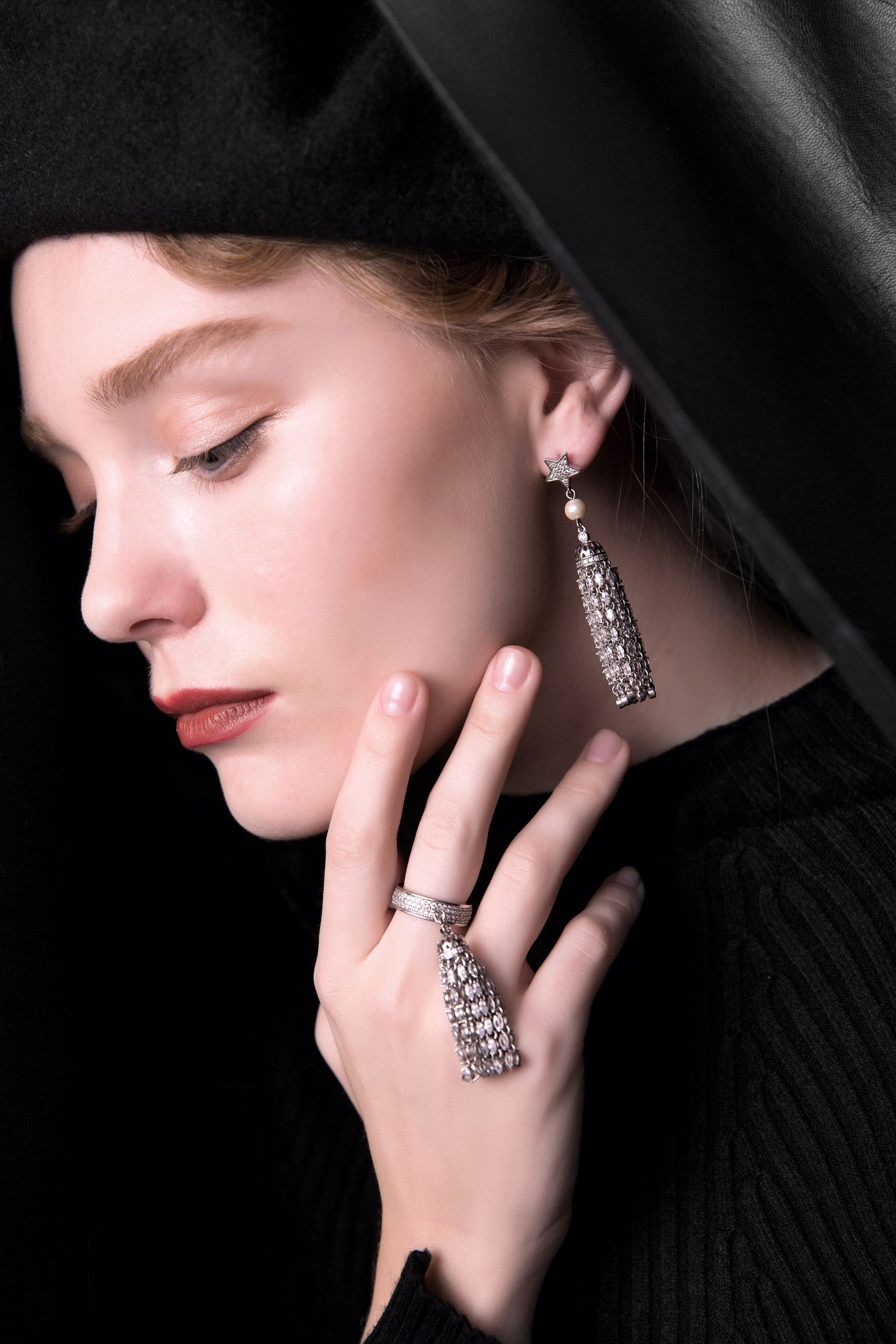 Chandelier Tassel Ring – White or Gold Plated Sparkling Crystal