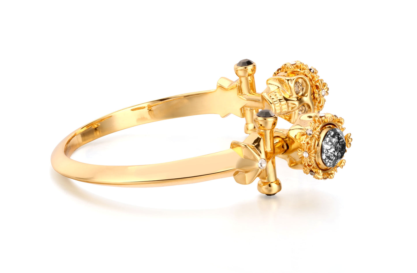 Cracked Skull Bracelet – 24K Gold Plated with Swarovski Crystal