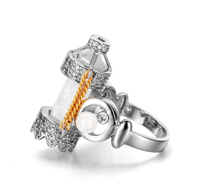 Dream Rocket Ring – White Crystal & 24K Gold Electroplated