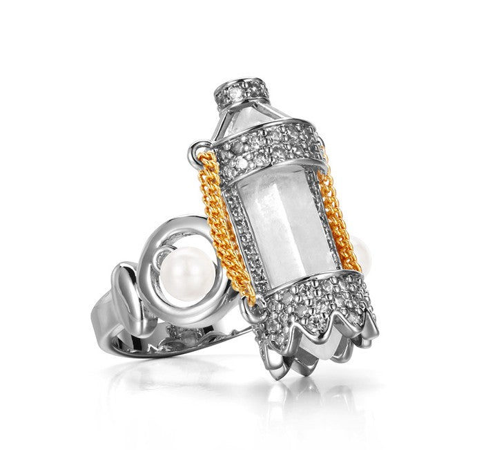 Dream Rocket Ring – White Crystal & 24K Gold Electroplated