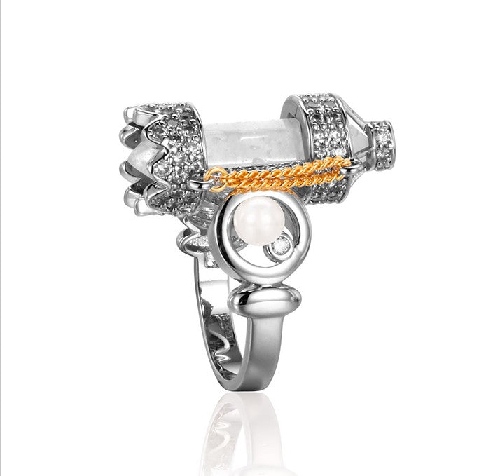 Dream Rocket Ring – White Crystal & 24K Gold Electroplated