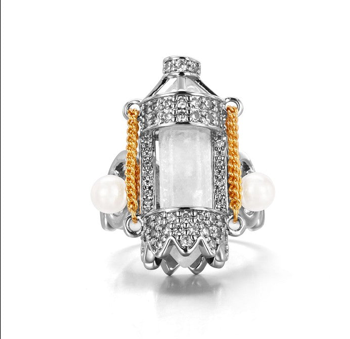 Dream Rocket Ring – White Crystal & 24K Gold Electroplated
