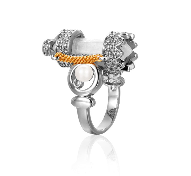 Dream Rocket Ring – White Crystal & 24K Gold Electroplated