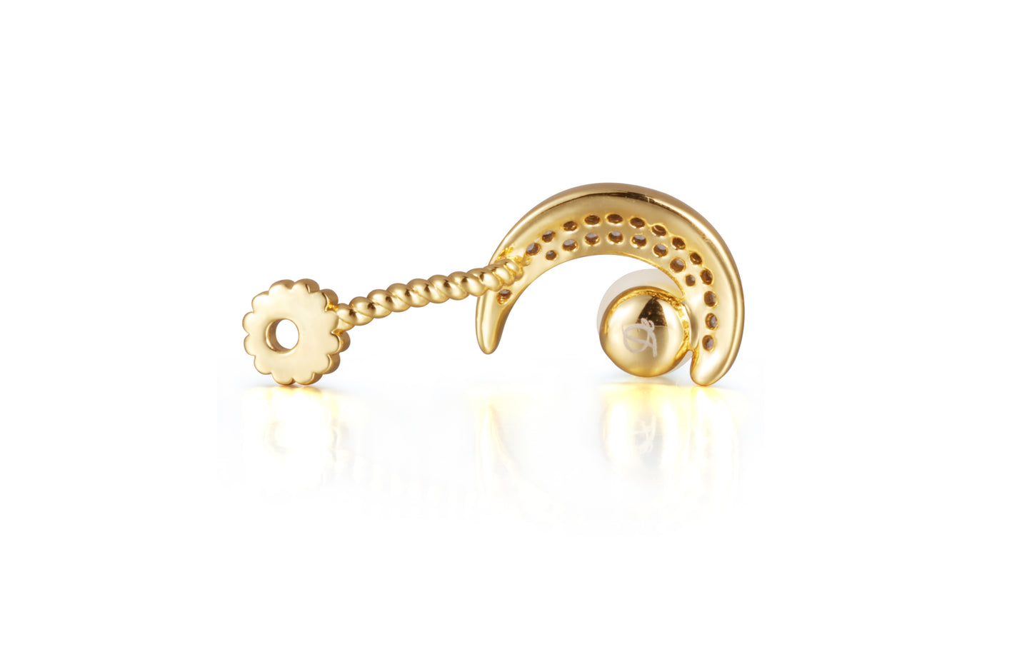 Lunar Dream Earrings – Gold Moon Earrings with Shell Pearl & Crystals