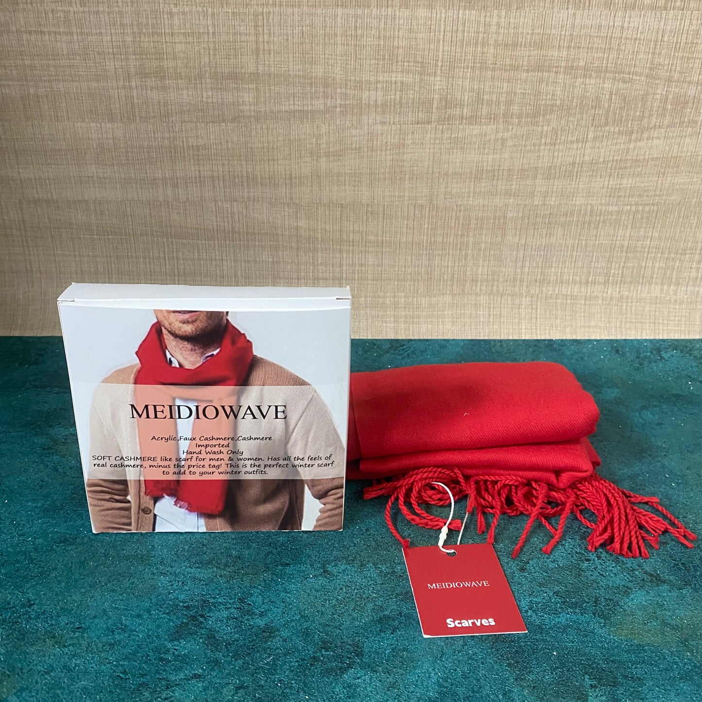 Meidiowave Red Cashmere Scarf Unisex