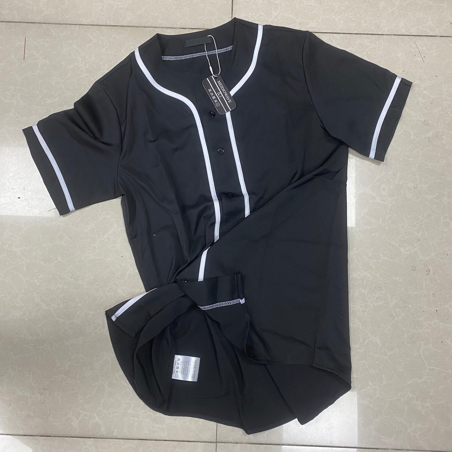 Meidiowave Mens Baseball Jersey Button Down Shirt Short Sleeve Hispter Hip Hop Sports Uniform