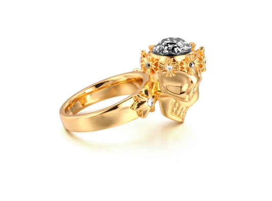 Skull Ring – 24K Gold Plated with Swarovski Crystal