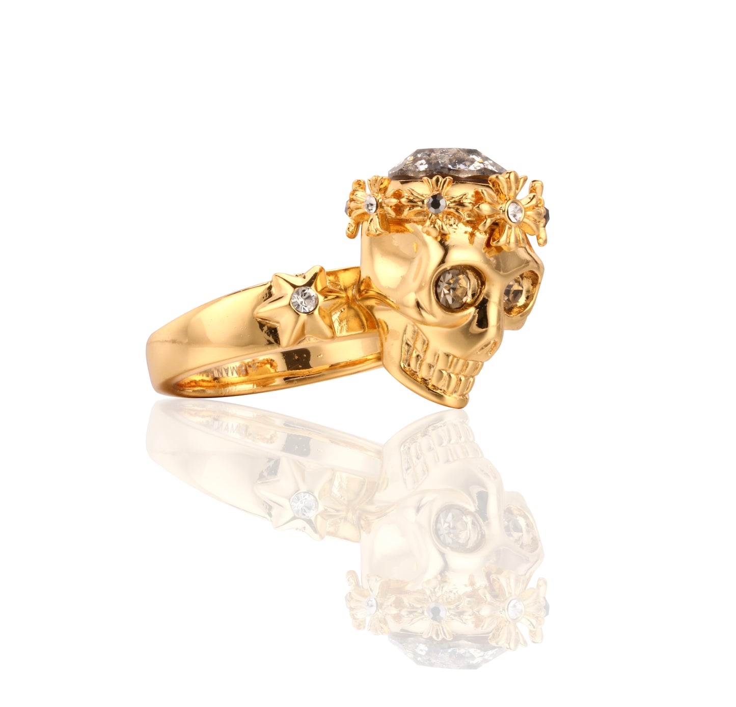Skull Ring – 24K Gold Plated with Swarovski Crystal