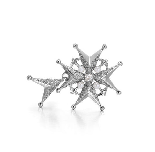 Swallow Earrings – White Gold Plated with Zircon & Shell Pearl