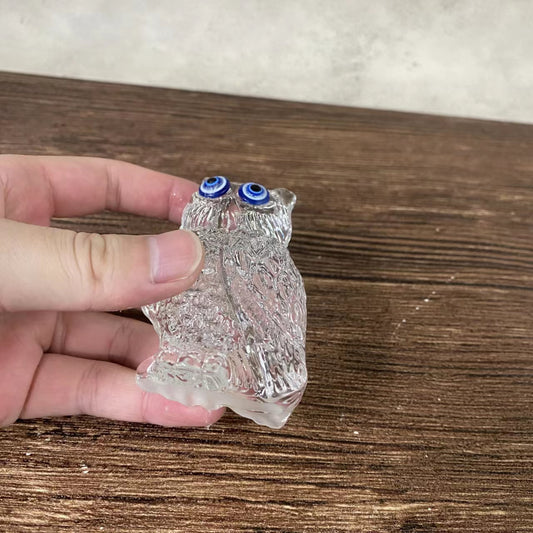 WM Crystal Owl Ornament ,Clear Owl Gift, Decor For Home, Office, Or Party