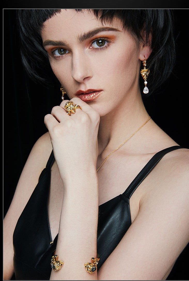 Skull Ring – 24K Gold Plated with Swarovski Crystal