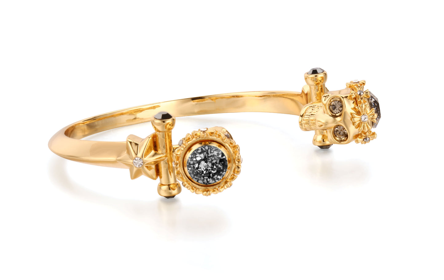 Cracked Skull Bracelet – 24K Gold Plated with Swarovski Crystal