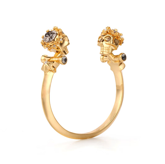 Cracked Skull Bracelet – 24K Gold Plated with Swarovski Crystal